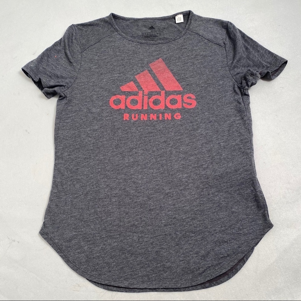 Adidas gray and red energy running short sleeve performance t-shirt